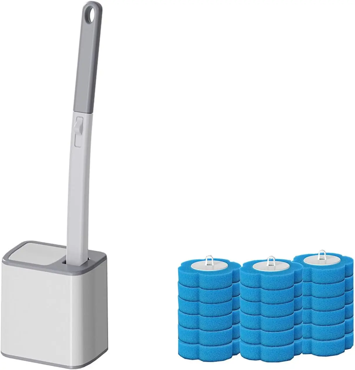 

Disposable Toilet Brush Holder Set with 12 Toilet Brush Refills Disposable Set for Bathroom Toilets (Gray)