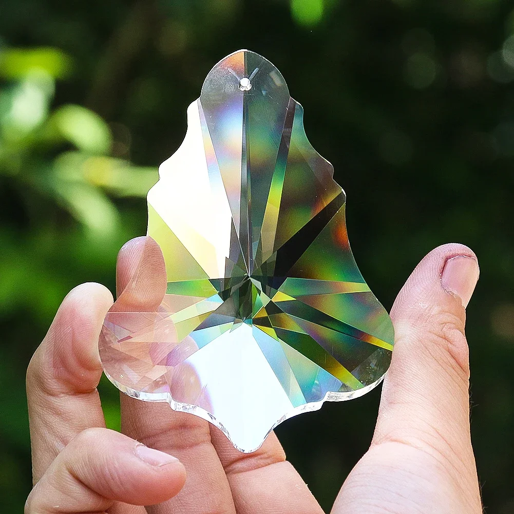 1 قطعة ورقة القيقب واضحة كريستال الكرة أجزاء الثريا sunالماسك بريزم لوازم الزجاج الفن الأوجه اكسسوارات ديكور المنزل قلادة