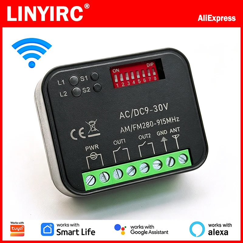 RX MULTI Receiver Wifi 300-868MHz Universal Garage Door Opener Remote Control Receiver Relay 2 CH Smart Switch Works With Tuya