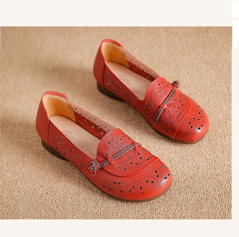 comfort hollow ballet flats woman summer shoes ladies breathable driving shoes slip on moccasins women handmade loafers