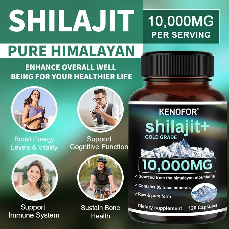 1000MG Pure Shilajit Resin, Containing 85+ Trace Minerals and Asphalt Natural Fulvic Acid, Cardiovascular Health, Skin, Immunity