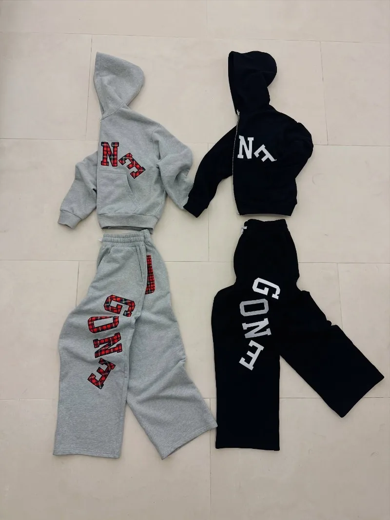 

Y2K street retro Harajuku logo simple creative print design casual couple loose set hip hop Gothic trendy loose hoodie