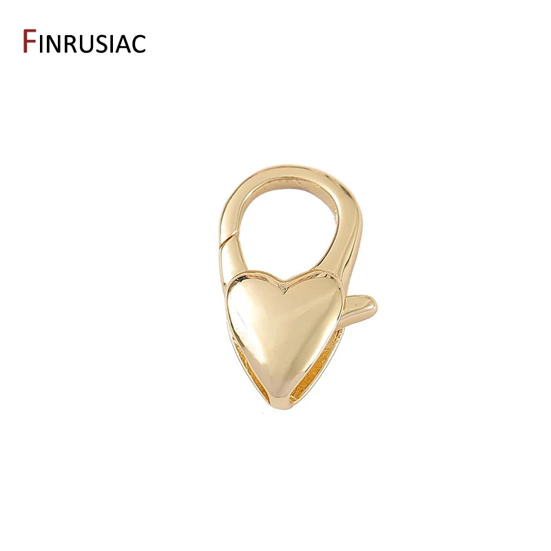 14K Gold Plated Brass Heart Shape Spring Clasp Connector Clasp For DIY Bracelet Necklace Handmade Jewelry Making Findings