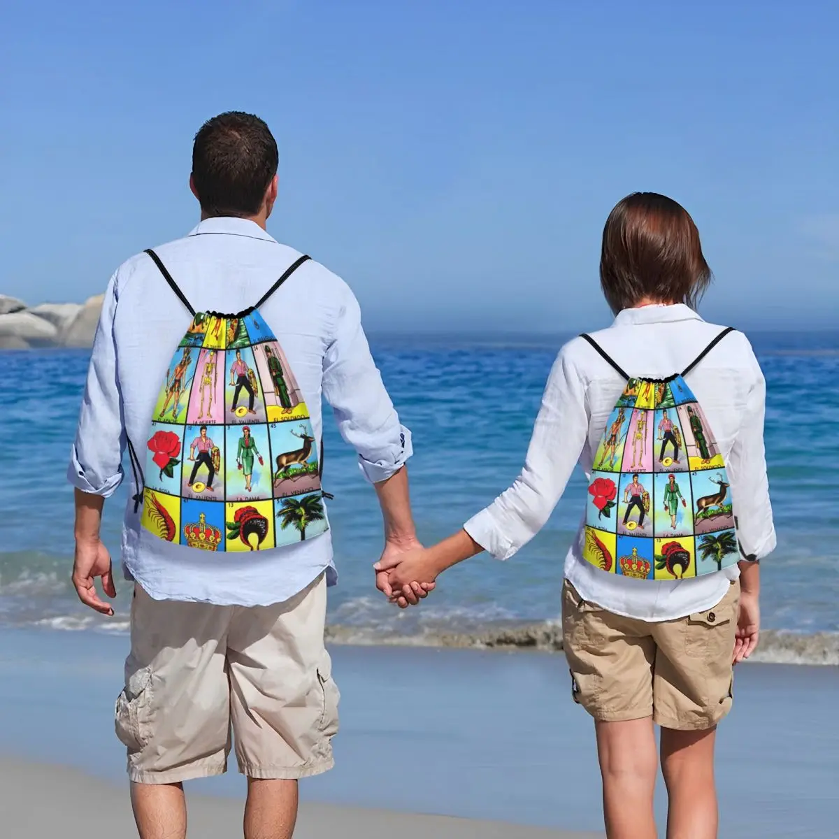Loteria Card Mexican Bingo Drawstring Backpack Sports Gym Bag for Men Women Shopping Sackpack view 6