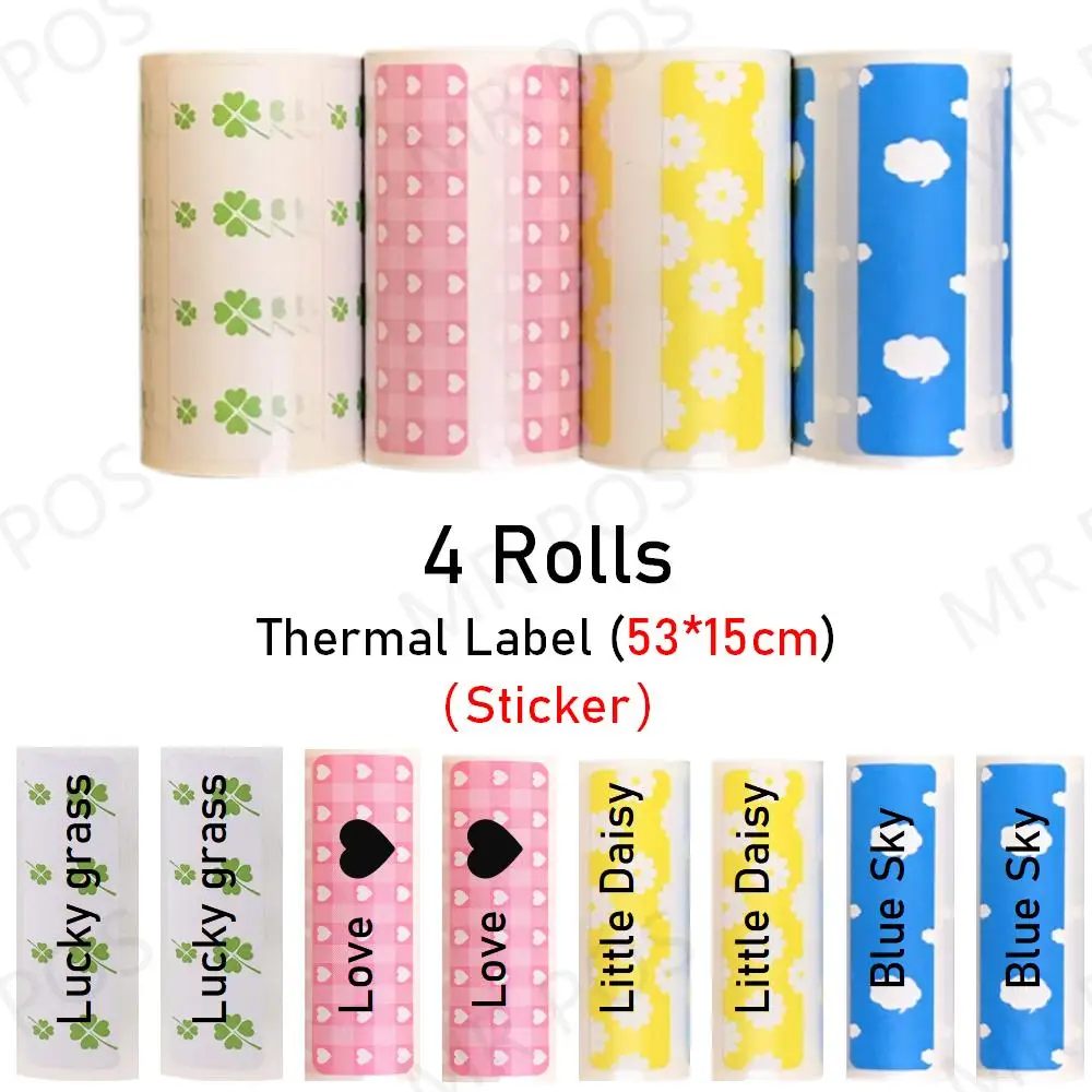 15mm Color Sticker Label White Thermal Label 57mm for Mini Portable Printer Receipt Photo Paper Safe Free BPA Smooth Printing