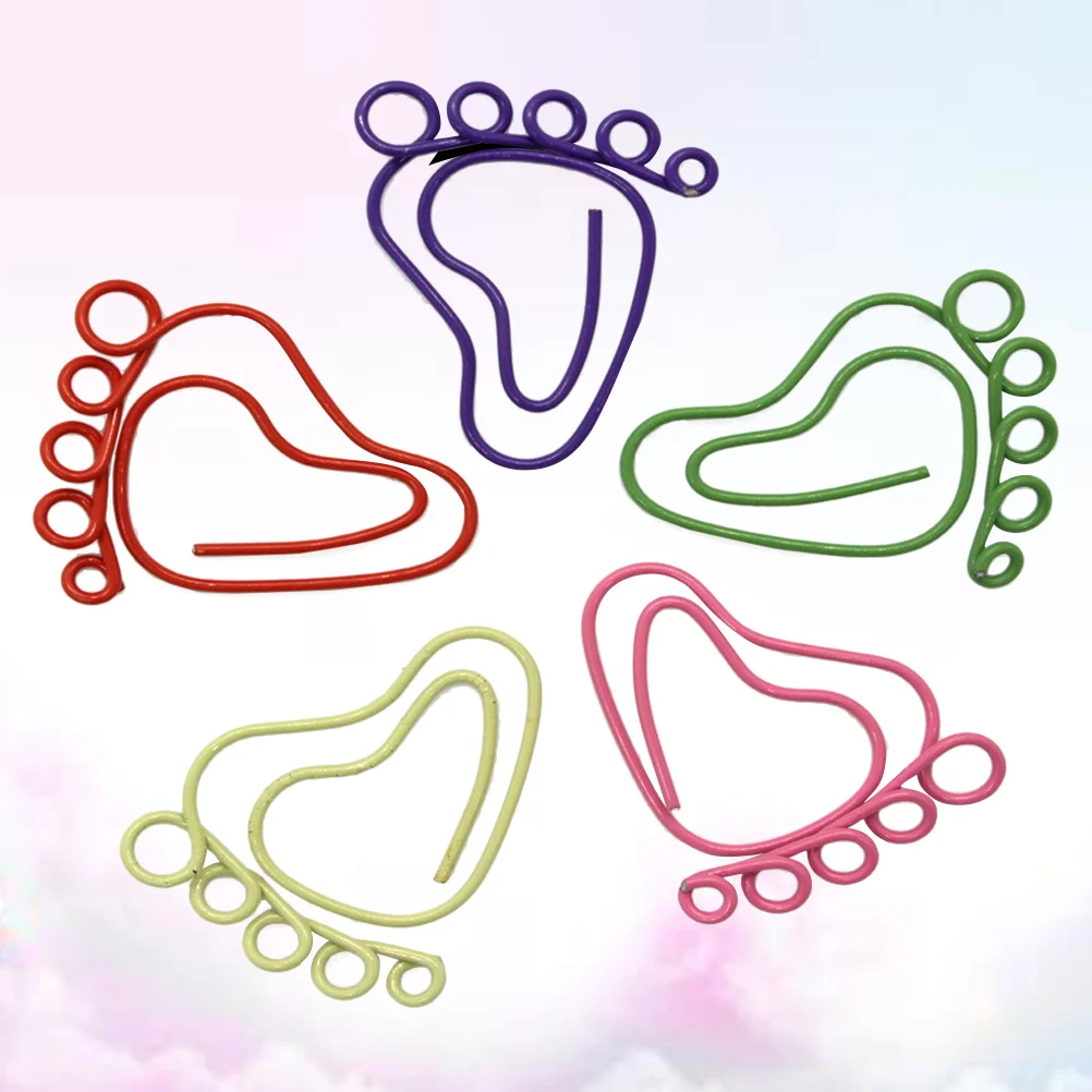 24Pcs Lovely Little Feet Shaped Photo Clips Paper Clips Creative Note Clips Paper Pin for Party Gift Office