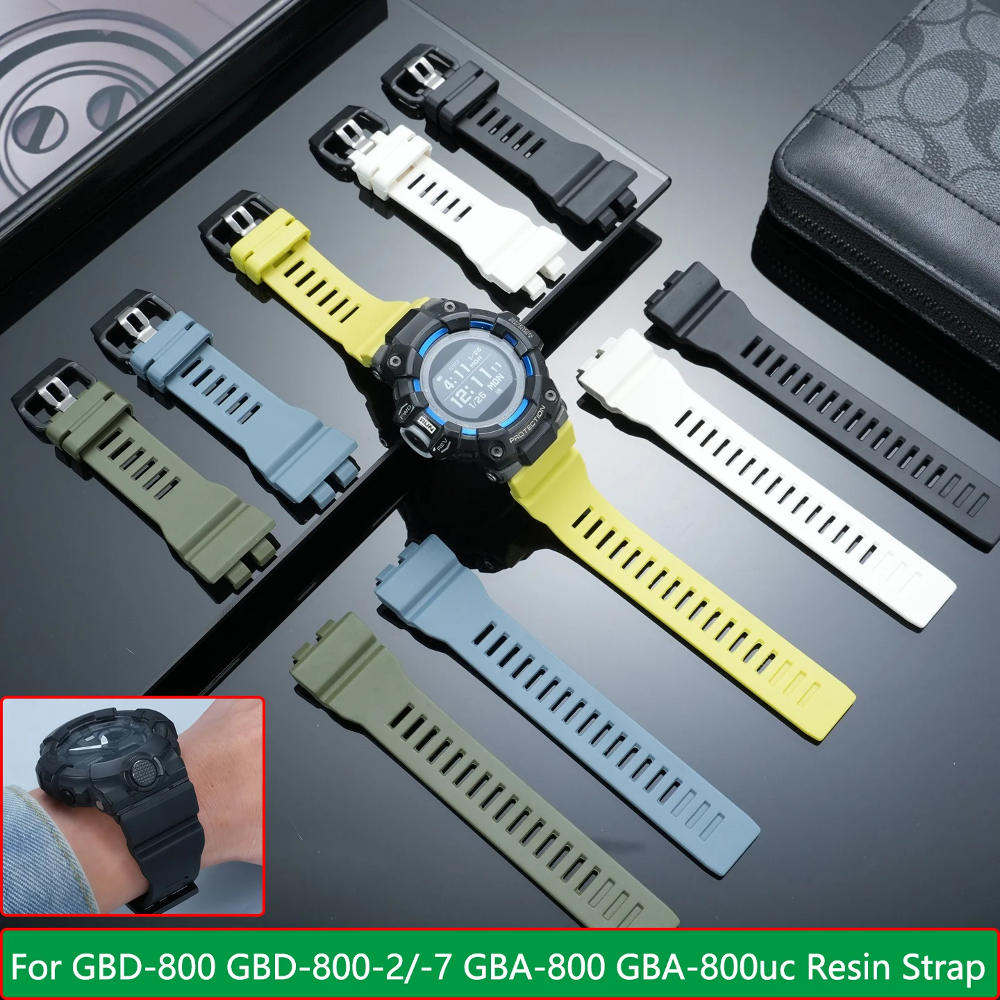 Resin Silicone Strap For Casio G-Shock 5554 GBD-800 GBD-800-2/-7 GBA-800 GBA-800uc Multi Color Watchband Men Watch Accessories