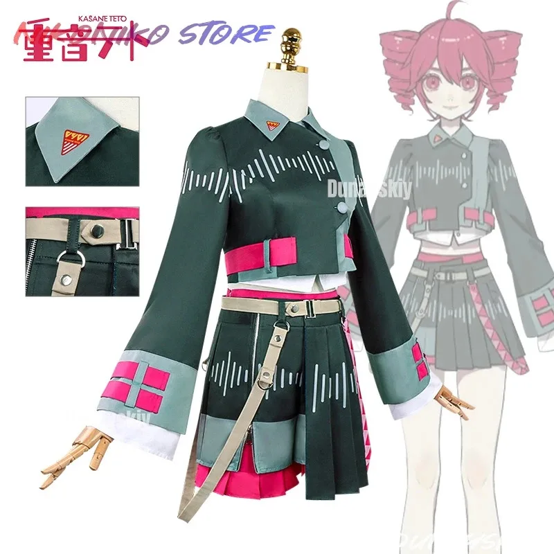 

Zizi 2025 аниме Kasane косплей Voicepeakk униформа парик дива певица женский милый красный хвост костюм для девочек Teto на Хэллоуин Sta