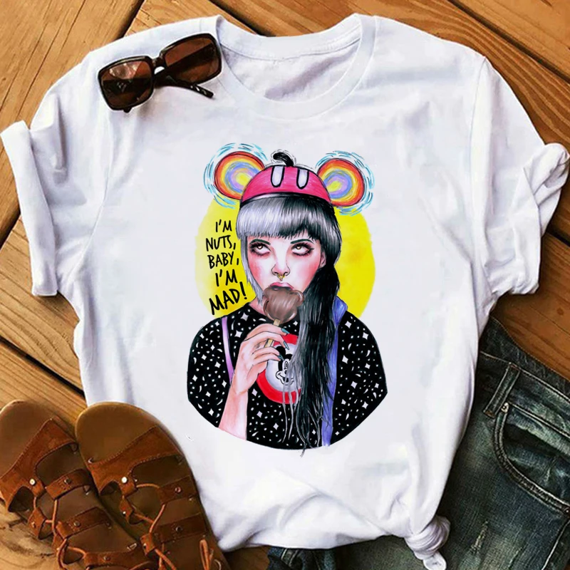 Melanie martinez Tshirt aesthetic cartoon cry baby t-shirts printed vintage casual y2k grunge top tees summer harajuku clothing