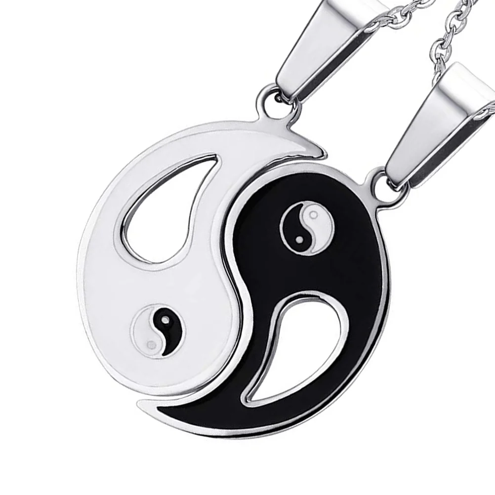 Tai Chi Yin Yang Necklace Charm Friendship Gifts Matching Alloy Couples Necklaces Lovers