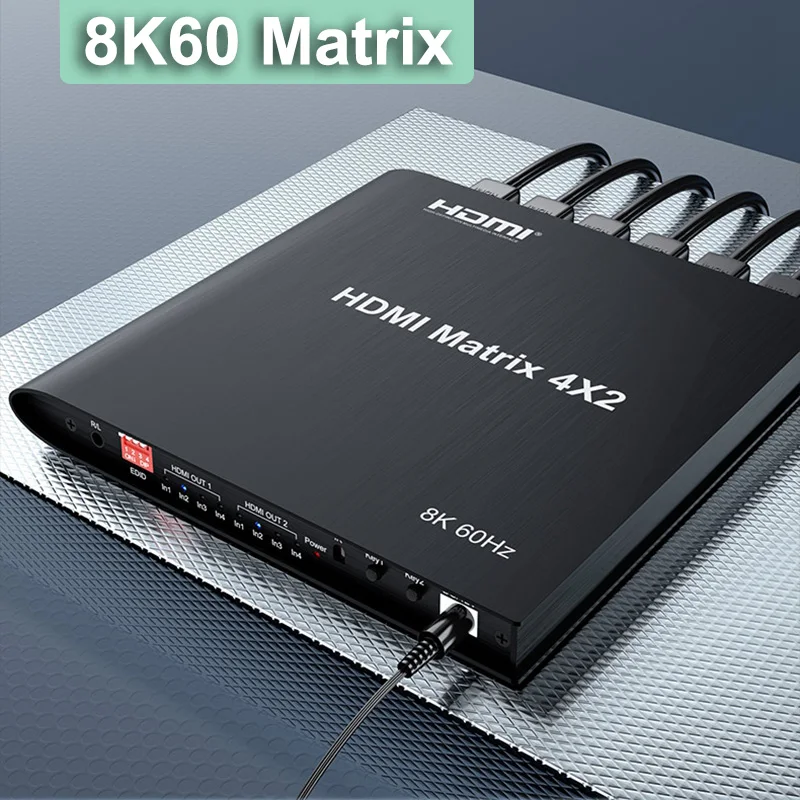 8K 60 هرتز HDMI مصفوفة 4x2 4K 120 هرتز HDR HDMI 2.1 محول الفيديو الفاصل محول 4 في 2 خارج لكاميرا PS4 PS5 الكمبيوتر إلى جهاز عرض التلفزيون #2