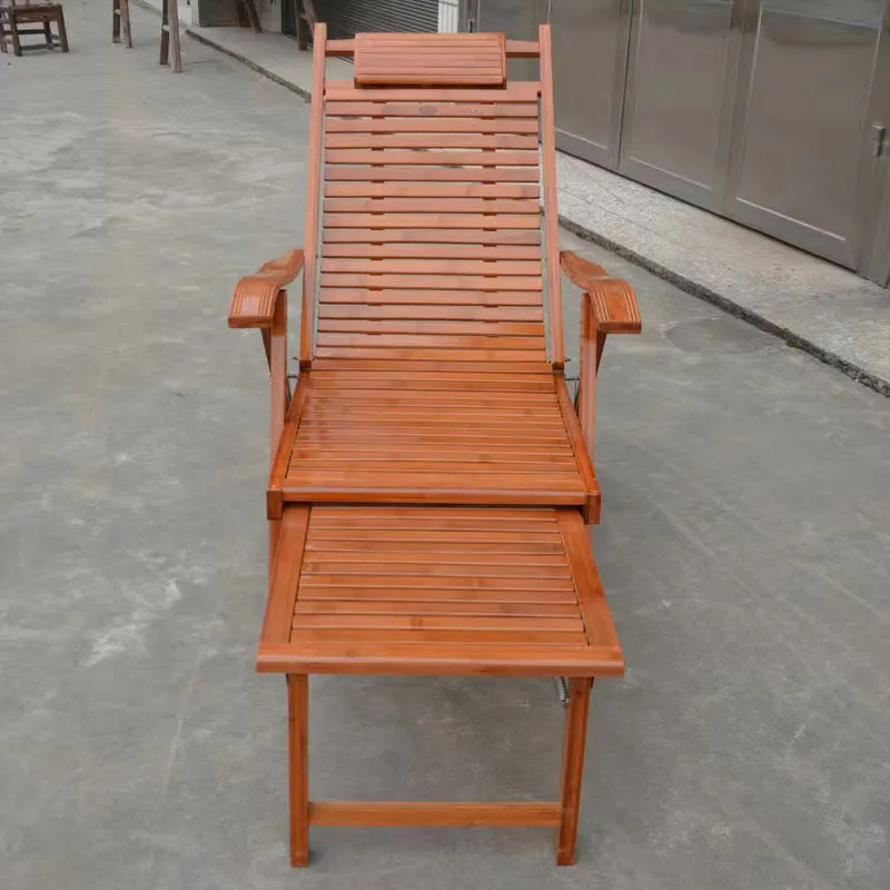 Portable Relax Stripe Teak Recliner Sun Outdoor Wood Leisure Beach Lounge Deck Chairspromote sales