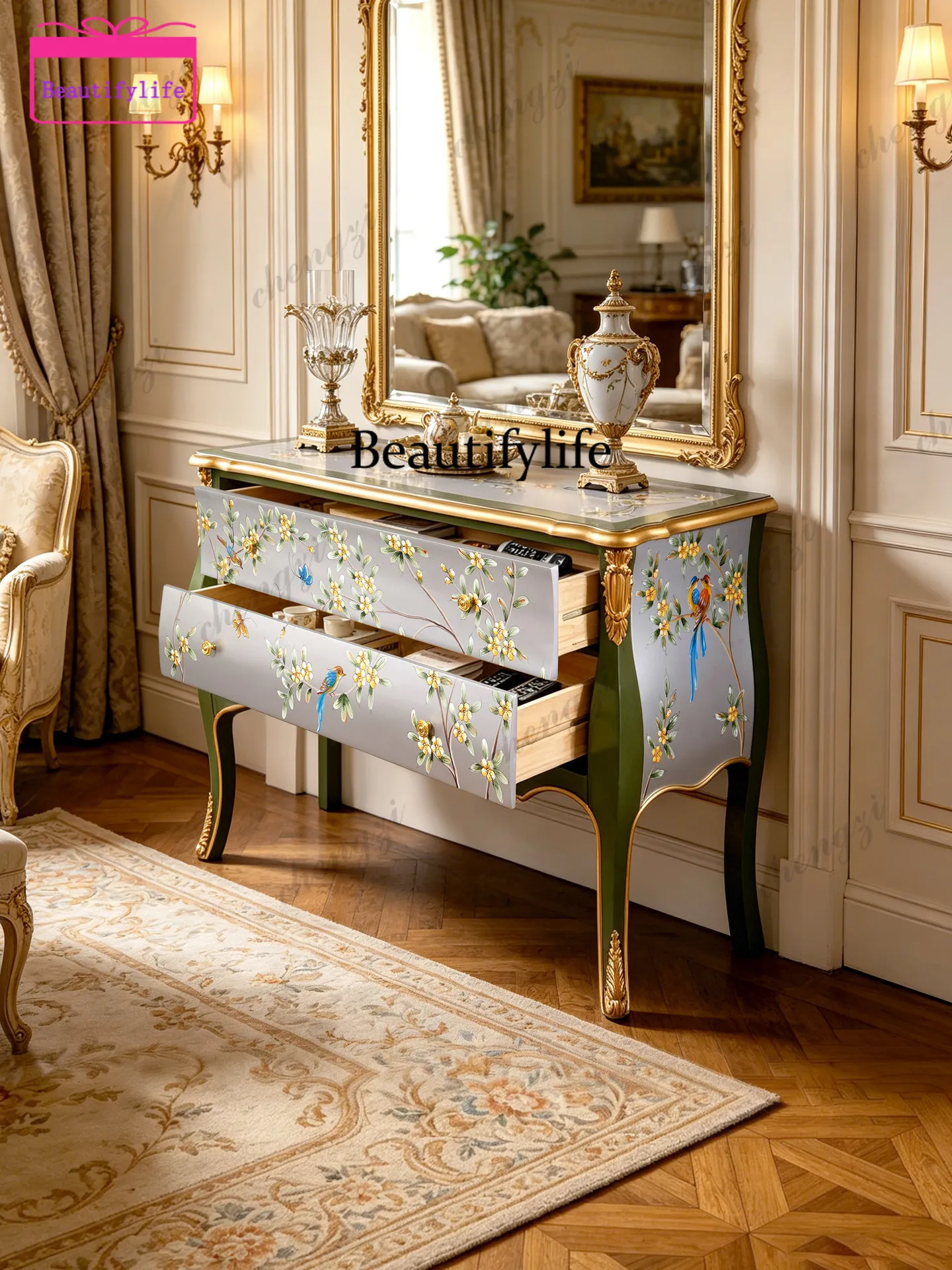 a55 Solid wood storage cabinet Household high-end door-to-door entrance cabinet Shoe cabinet Large capacity American style