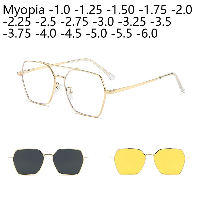 

3 In 1Prescription Glasses Polarizing Plate For Myopia -0.5 to -10 Men Women Cat Eye Magnetic Sunglasses Clip Shortsighted