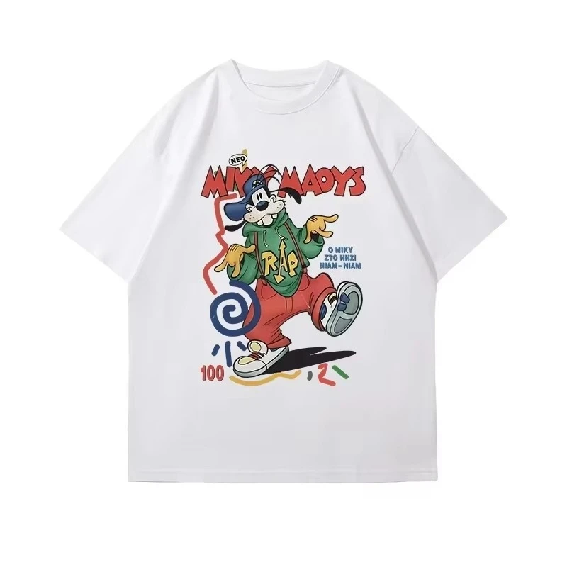 

Осенняя новинка 2024, ослепительная рубашка Disney с Микки Гуфи, семейная хлопковая футболка с короткими рукавами и юмористическим принтом, повседневная нейтральная одежда