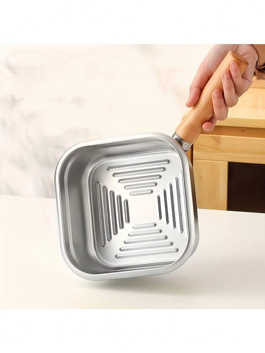 Stainless Steel Square Frying Pan, Household Milk Pot Noodle Pot, Outdoor Portable Tempura Fryer, Compatible With Common Stoves, For Cooking, Holding Soup, Serving Food  sh251129428039208854