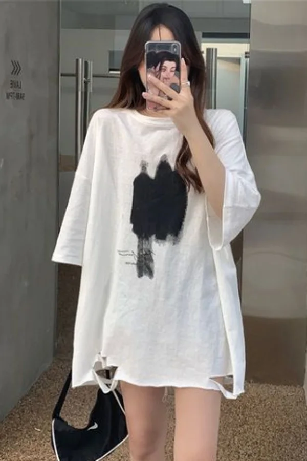 

Short Sleeve T-Shirts Women Oversized Baggy Cotton Tops Summer Casual Breathable Thin Soft Comfortable Simple Daily Fashion Wear