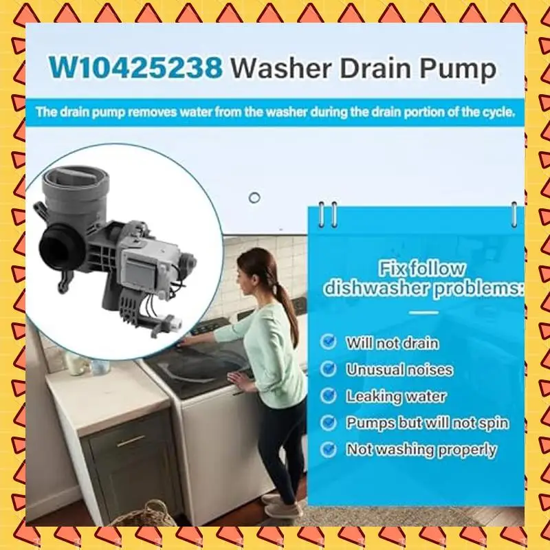 

A008 W10425238,W10605427 Washer Drain Pump,Washer Water Pump Motor Replacement For W10799064,W10799065,W10903216,W10918044