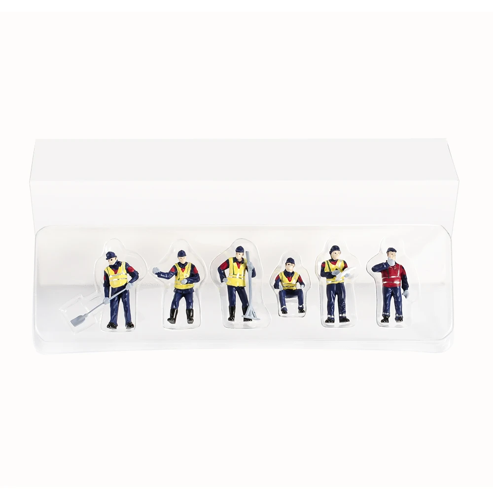 1/50 Scale Site Scene accessories 6pcs Grey workers Fit Construction Vehicles Doll Mini Model Children Toy Brinquedos