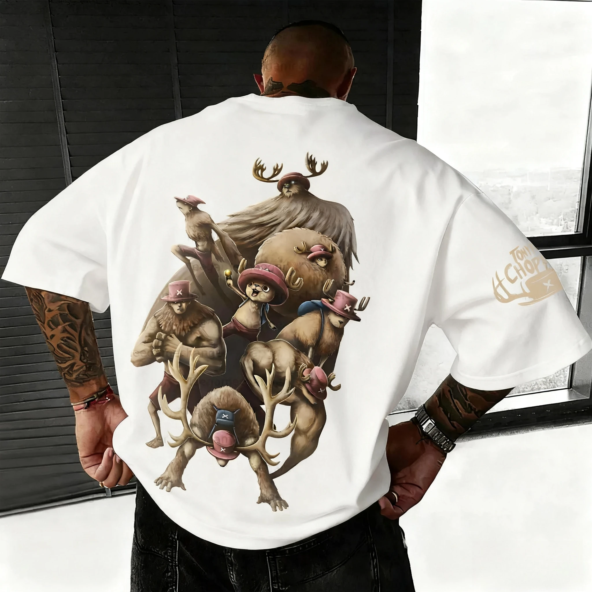 Koszulka One Piece Luffy z nadrukiem, bawełniana, z krótkim rękawem, luźny krój amerykański, męska i damska, oddychająca, sportowa, z okrągłym dekoltem, na lato 2025.