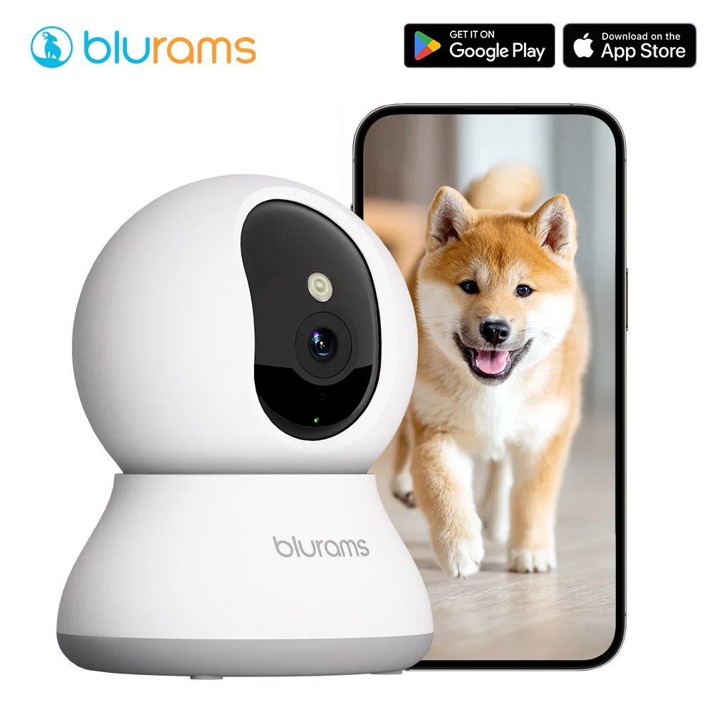 blurams 2K Pet Camera, 360° PTZ Indoor Security Camera for Dog, 2.4G/5GHz WiFi, Phone App, 2-Way Audio, Night Vision, Siren Home