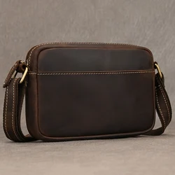 Small shoulder bag men's leather retro clutch bag for male brand leisure ins fashion simple crossbody bag men's bag phone purse