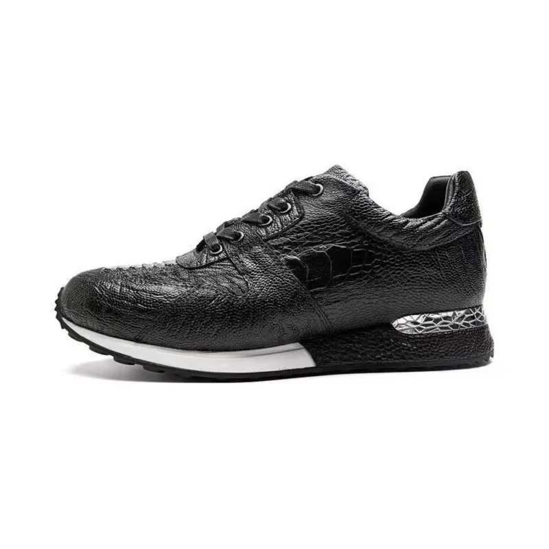 2025 new arrival Fashion Ostrich skin causal shoes men,male Genuine leather White Sneaker PDD662