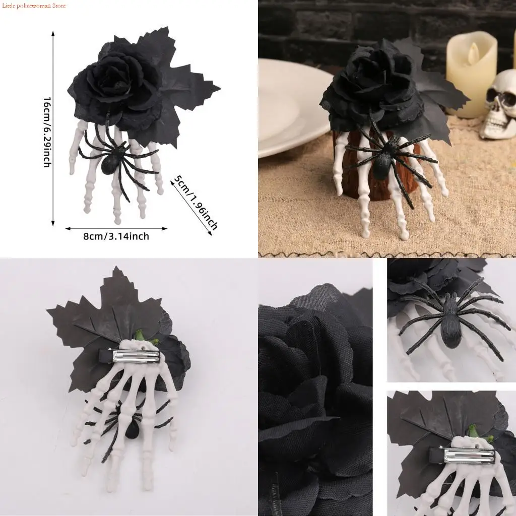 F92D Plastic Halloween Hairpin With Dark Floral Design For Adults Cosplay Event