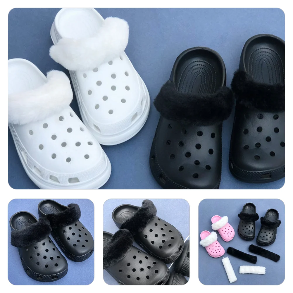 Copriscarpe in pizzo Decorazione di compleanno per ragazzo Pantofole morbide pelose Sandali Scarpe da donna in peluche staccabili Fascino sfocato per bambini