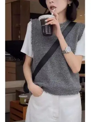 

Утягивающий вязаный шерстяной жилет, женский весенне-осенний многослойный базовый слой, верхний дизайн, внутренняя одежда, модный комплект для поездок на работу