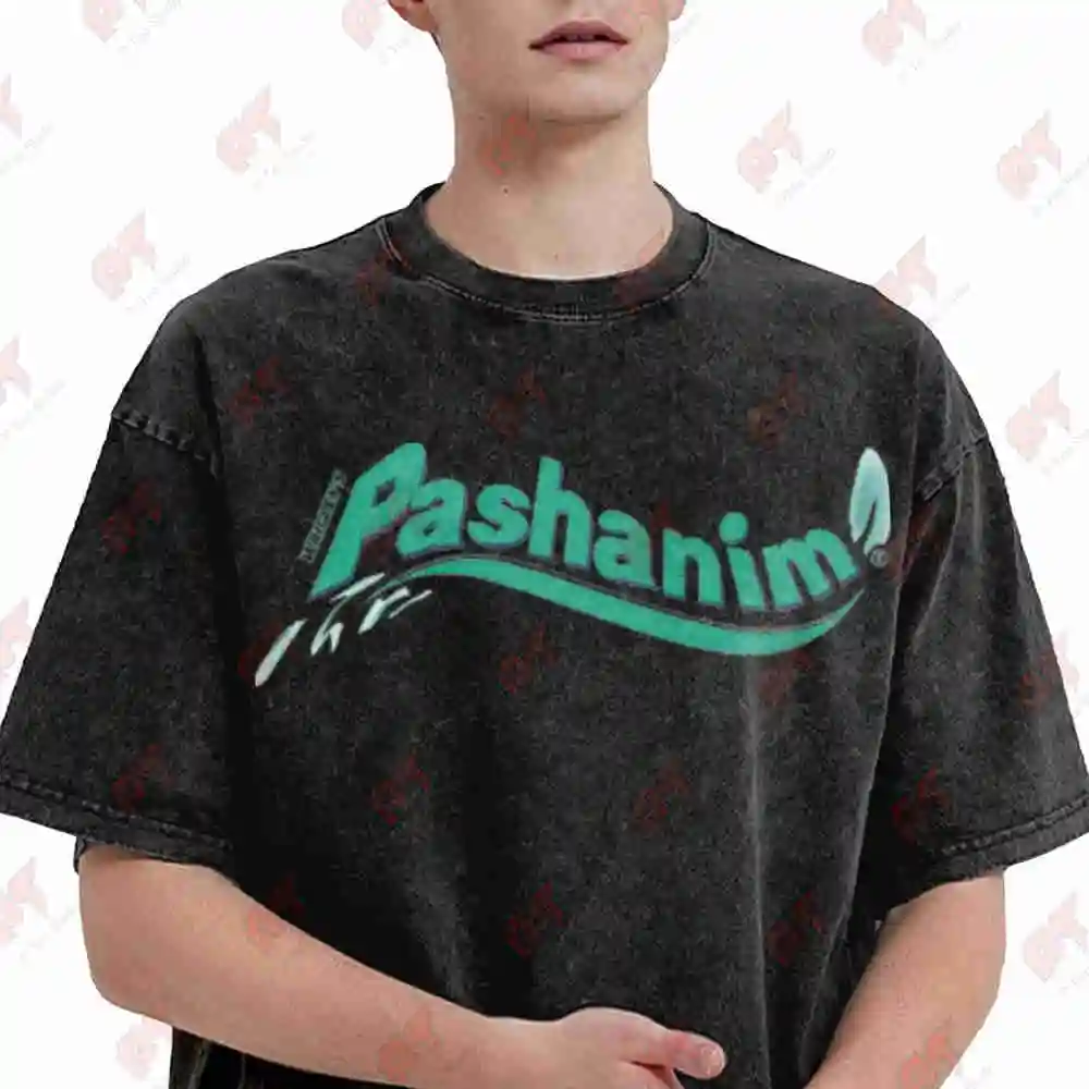 Pashanim Airwaves Green Wave Vintage Washed Tee Pure Cotton T-Shirt