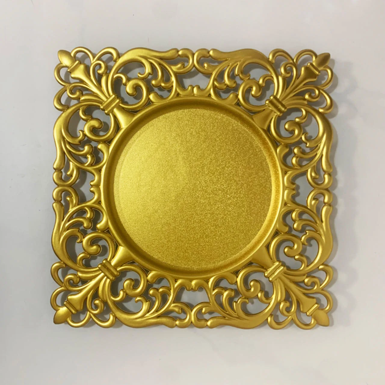 100/200 Pcs Square Steel Gold Dining Plate Dessert Plate Tray Snack Kitchen Plate Western Steak Kitchen Plate Charger Plate