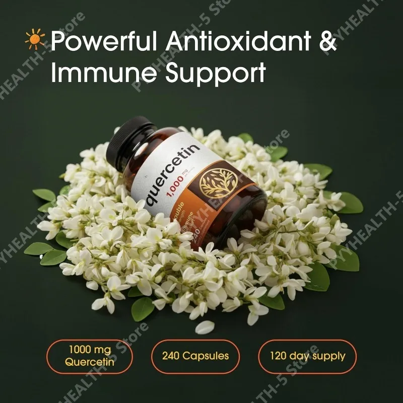 

Quercetin 1,000mg -240 Capsules Ultra Strength Supplement for Healthy Immune Support - Quercetin Dihydrate From Sophora Japonica