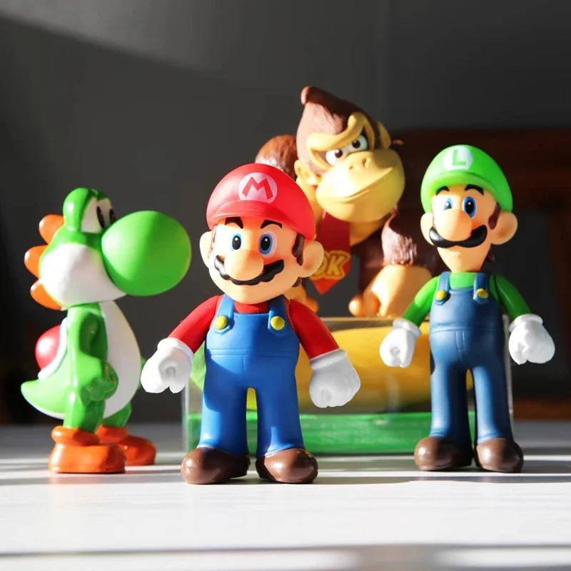 Super Mario Bros Action Figure Toys Toad Peach Luigi Yoshi Donkey Kong Wario Anime Model Ornaments For Children Birthday Gift