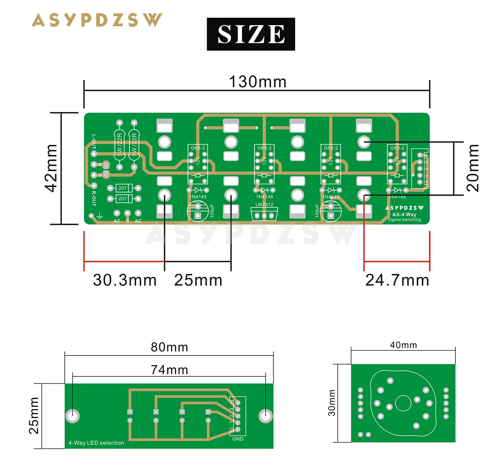 RCA Preamplifier Audio Signal Input Manual Switch Bare PCB, AS-4ay Geral Tipo