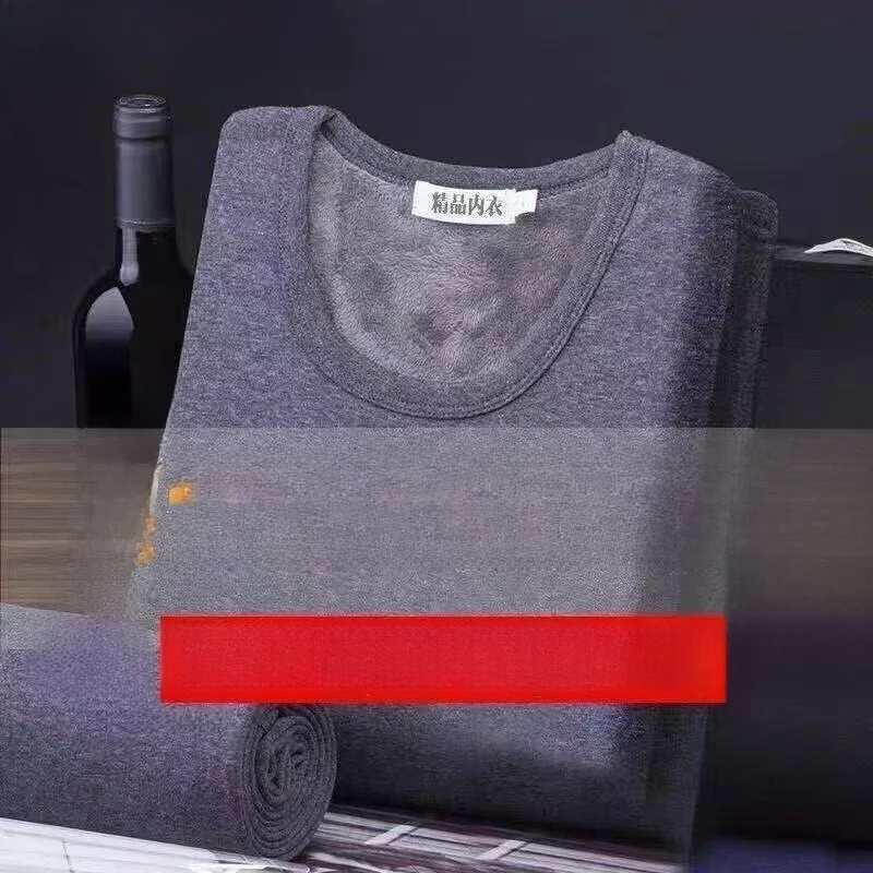 

Мужской осенний комплект термобелья, облегающий круглый комплект Ne Fce на подкладке, теплая внутренняя одежда, подростковая однотонная футболка и брюки