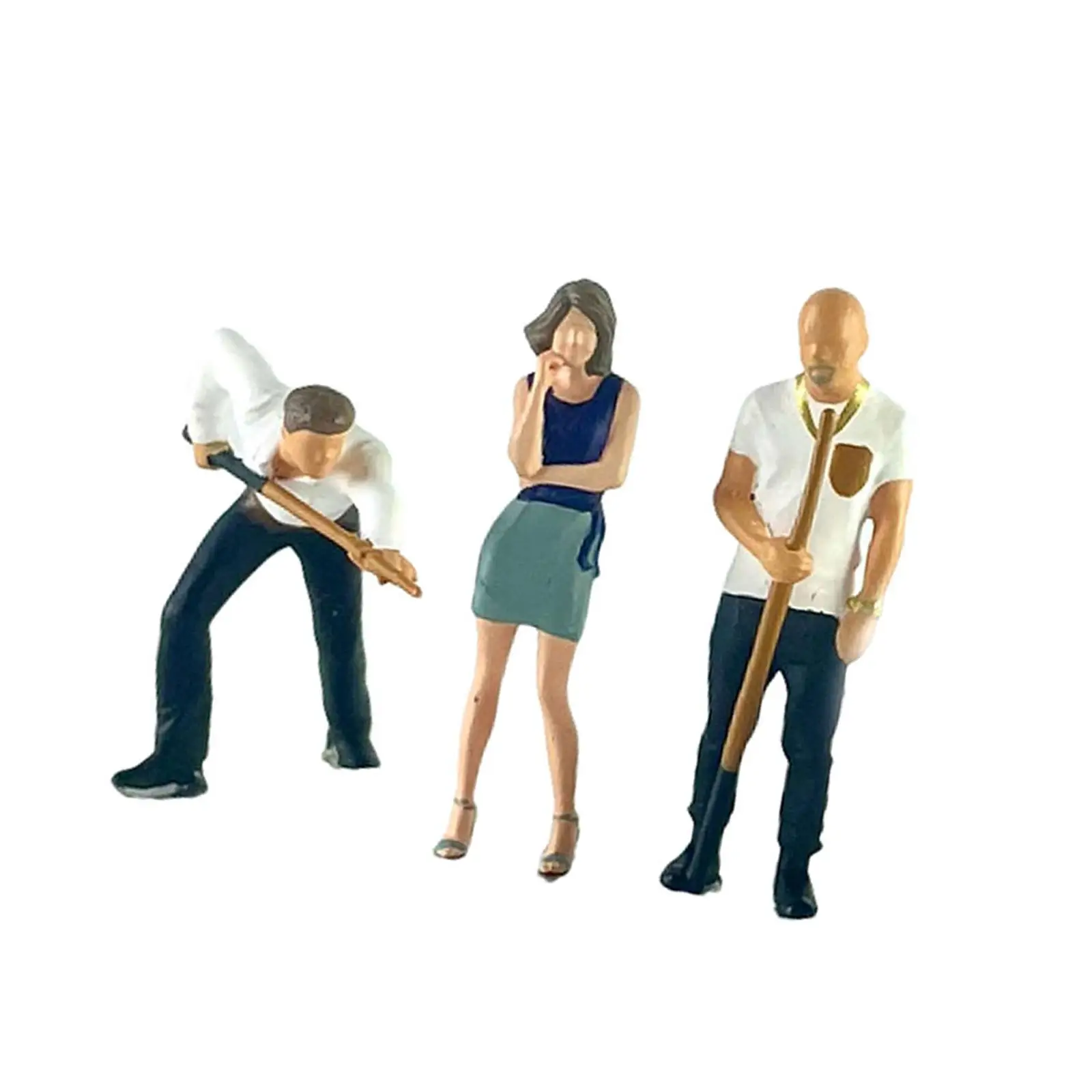 3Pcs 1:64 Scale People Figures Desktop Ornament Movie Props Role Play Figure Layout Decoration Resin Miniature Diorama Figures
