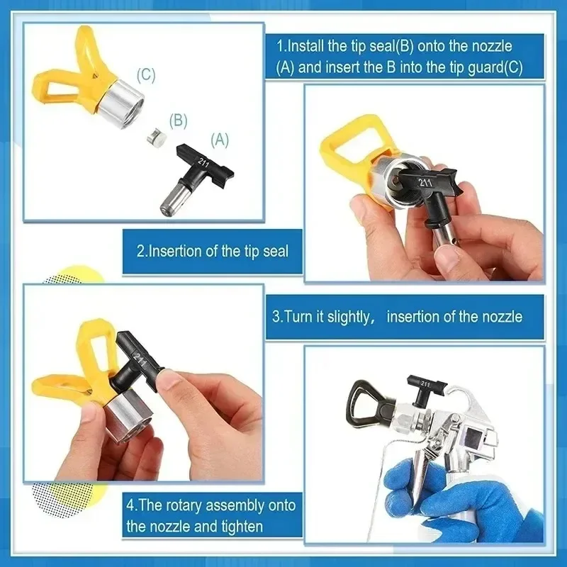 Suntool Black  Airless Spray Nozzles Spray Tips Reversible Tip For Airless Paint Spray Sprayer 427/ 527/413/623/627/827/829/625