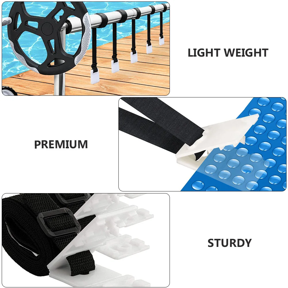 

1Set Solar Blanket Straps Kit Premium Material Tough Buckles Pool Cover Reel Attachment Solar Blanket Straps Kit