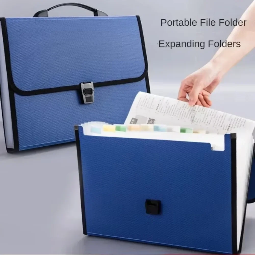 A4 Size Portable 13 Pockets Expanding Wallet File Folder Paper Document Storage Organ Bag Holder Office School Organizer Case
