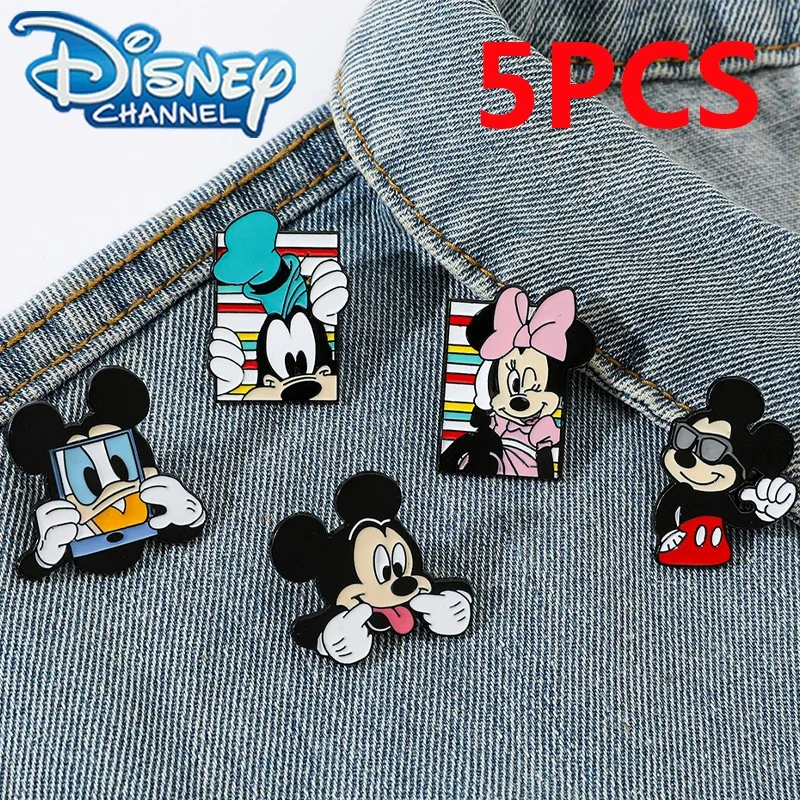 Disney Cute Mickey Metal Brooch Decoration Boys Girls Cartoon Anime Goofy Minnie Droplet Alloy Badge Pin Accessory Kids Toy Gift