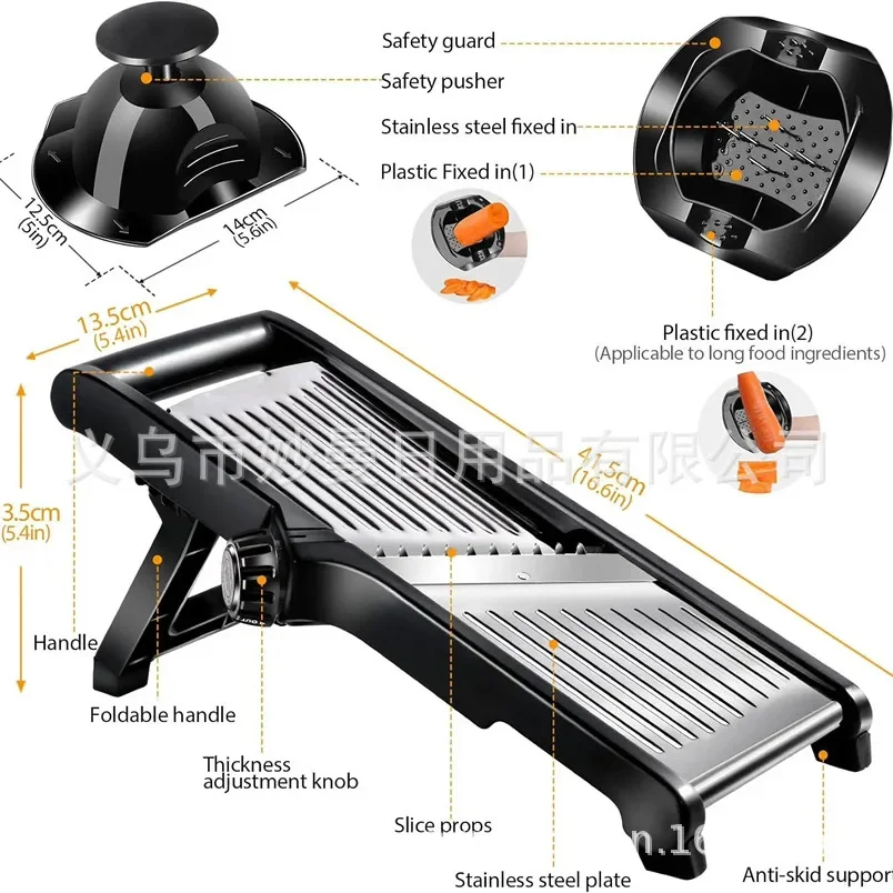 Kitchen Stainless Steel Mandoline Slicer Adjustable Thickness Vegetable Shredder Slicing Cutting Tool