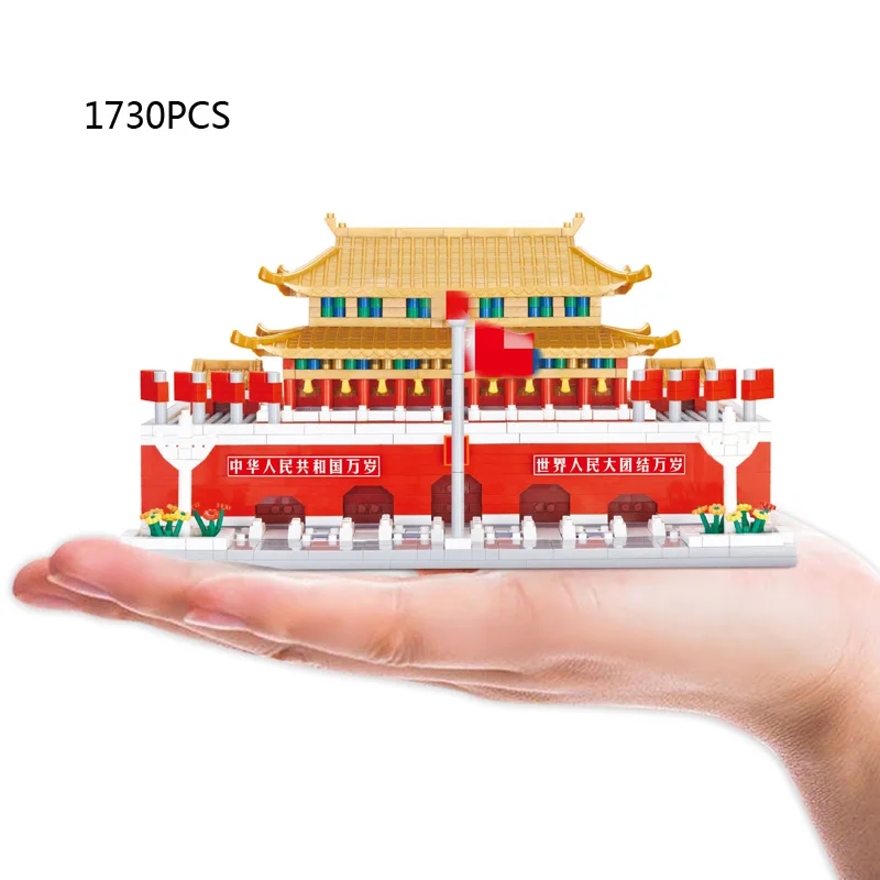 World Famous Historical Architecture Micro Diamond Block China Beijing Tianan Men Square Nanobrick Model Building Brick Toys