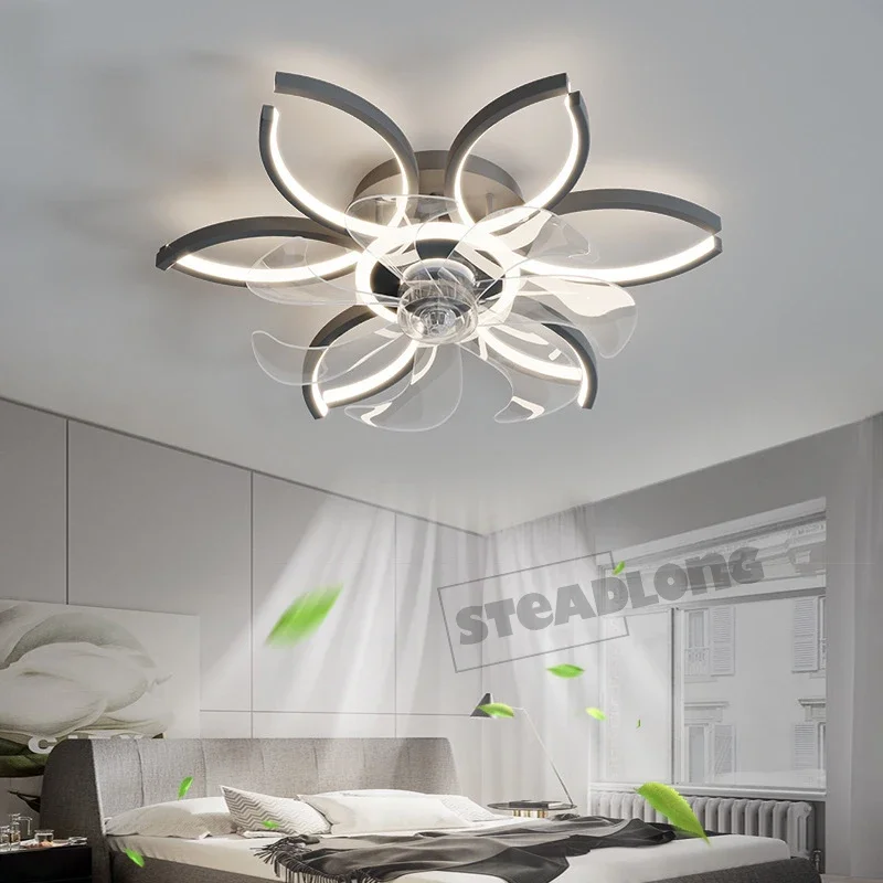 Modern Ceiling Chandeliers Fan LED With Remote Control Pendant Lamp Living Dining Room Home Decor Hanging Light Luster Fixtures