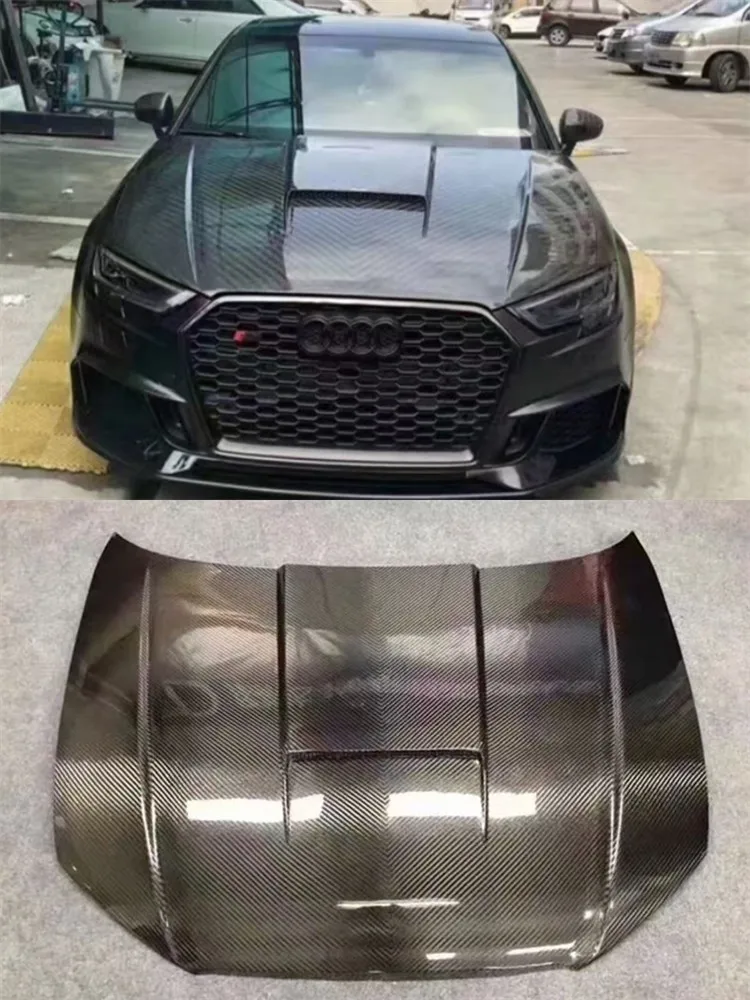 لأودي A3 S3 RS3 2013 2014 2015 2016 2017 2018 2019 ReaI ألياف الكربون الجافة محرك غطاء محرك السيارة مجموعة غطاء