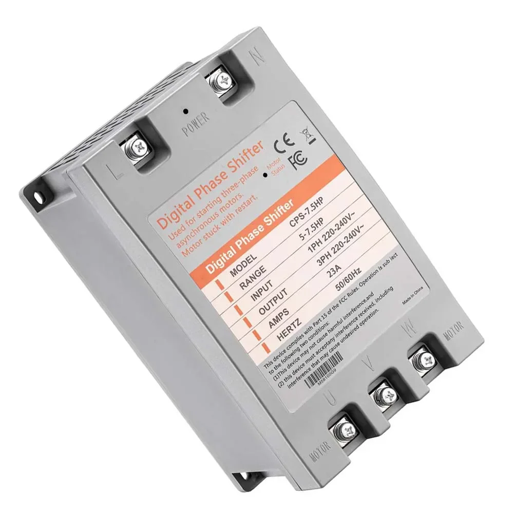 

7 5HP Digital Phase Converter 23A Single Phase to Three Phase 220V Power Converter for Industrial Motor Applications
