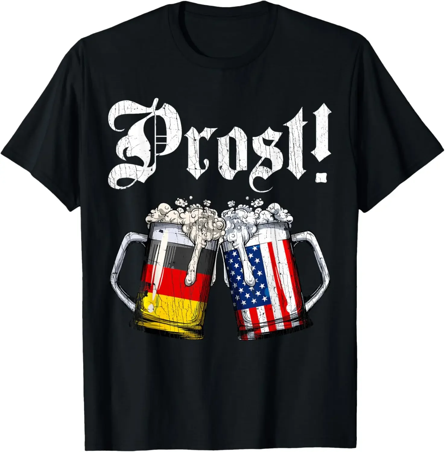 Prost Beer German American Flag Oktoberfest T-Shirt 100% Cotton O-Neck Short Sleeve Summer Casual Mens T-shirt Streetwear
