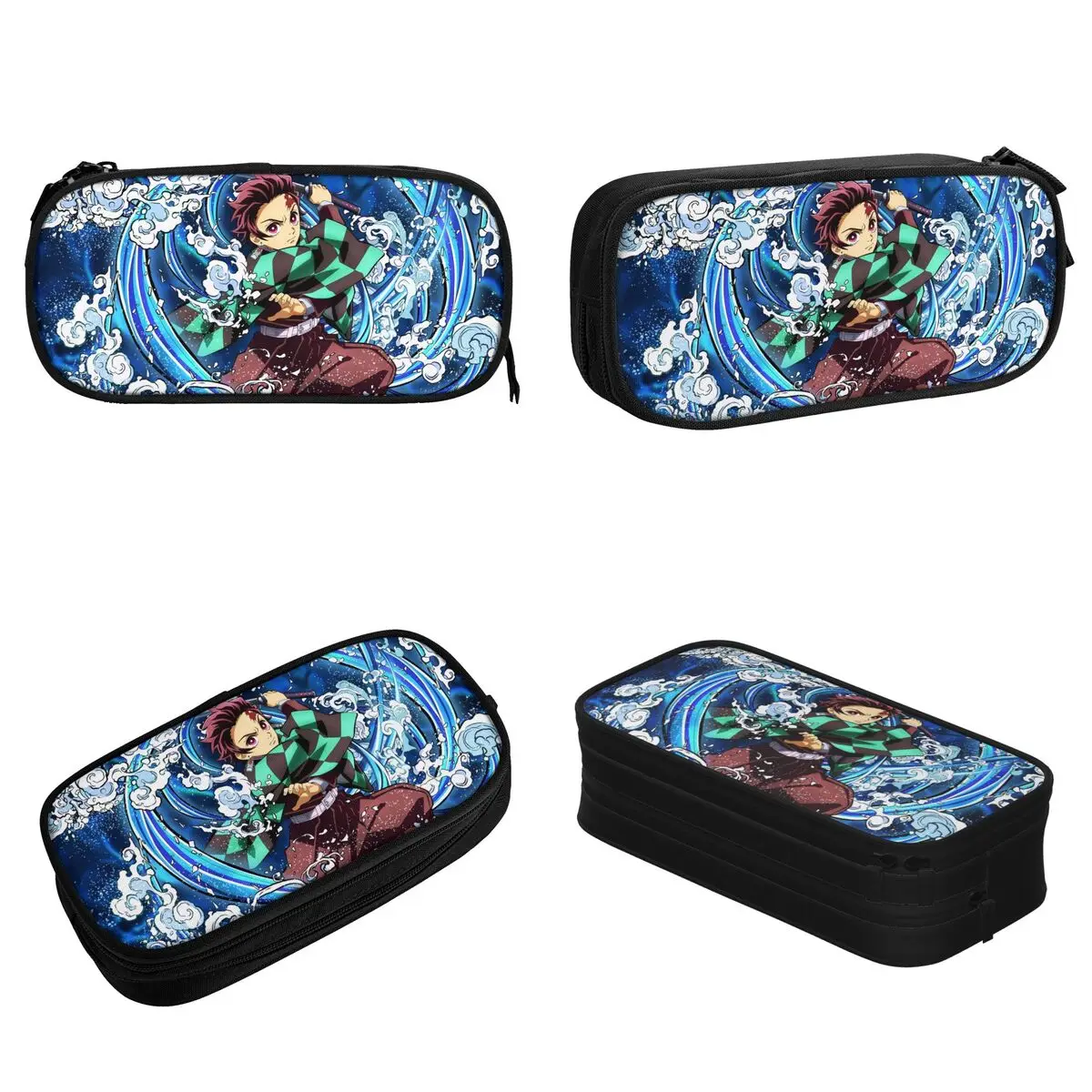 Demon Slayer Kimetsu No Yaiba Pencil Cases Tanjiro Pen Holder Bag Kids Big Capacity Office Gifts Pencilcases