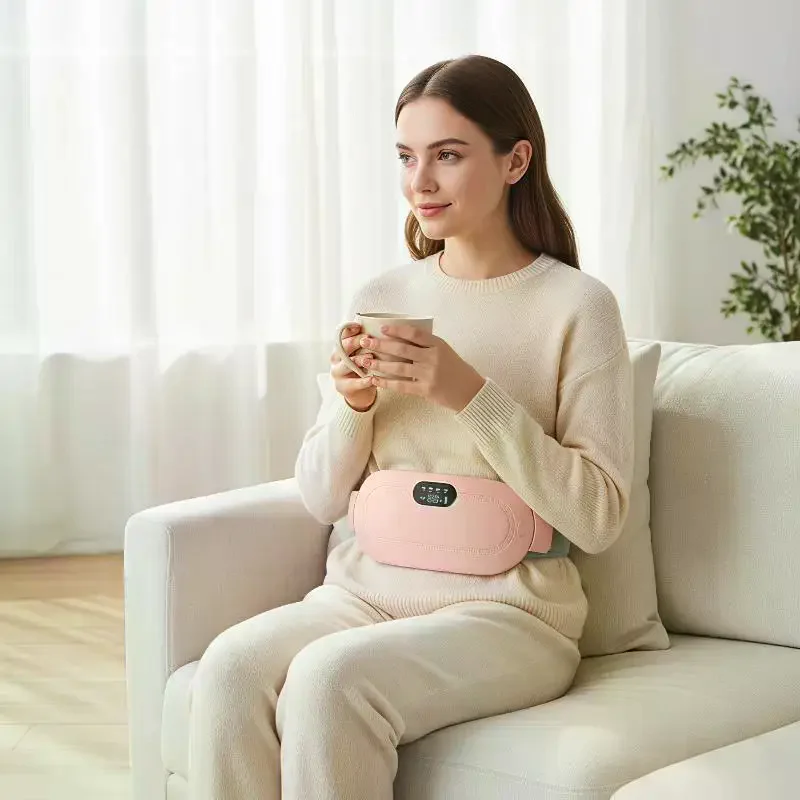 USB Rechargeable Portable Electric Waist Massage Belt Vibration Infrared Heat for Drivers Long Trip Use