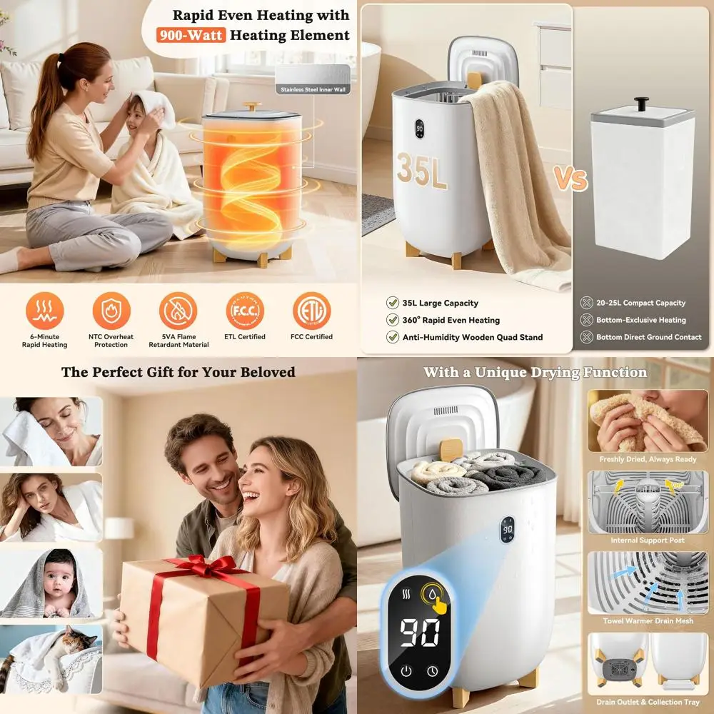 

Двухрежимный подогреватель полотенец на 35 л: быстрый нагрев для полотенец, халатов, одеял - идеальный подарок